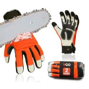 Vgo 2 Pairs Chainsaw Gloves - Leather Protection