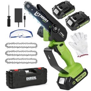 Cordless 6-Inch Mini Chainsaw with 2 Batteries