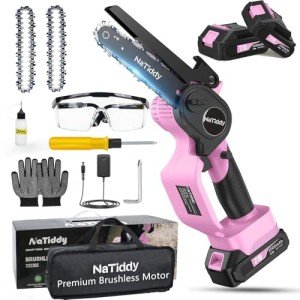 NaTiddy 6-Inch Cordless Mini Chainsaw - Pink