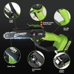 Cordless 6-Inch Mini Chainsaw with 2 Batteries