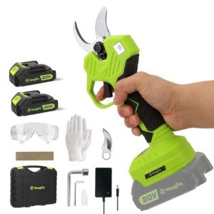 YOUGFIN Battery Powered Pruning Shears with 4 Adjustable Cutting Diameter, LED Display & Counting, Electric Pruner Shears Cordless for Garden Heavy Duty, Power Tree Branch Cutter 20v