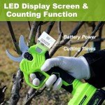 YOUGFIN Battery Powered Pruning Shears with 4 Adjustable Cutting Diameter, LED Display & Counting, Electric Pruner Shears Cordless for Garden Heavy Duty, Power Tree Branch Cutter 20v