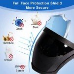 BFhongly Full Face Shield Helmet, High Definition Plastic Face Shield Mask for Work, Protective Full Face Shield for Eye, Nose, Mouth, Reusable Work Full Face Shield Dust Mask (Dark Grey)