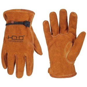 HLDD HANDLANDY Deerskin Leather Work Gloves for Men or Women, Fire Resistance Heavy Duty Gloves for Tig/Mig Welding, Gardening, Construction, Chainsaw, Farm, Ranch, BBQ etc