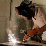 HLDD HANDLANDY Deerskin Leather Work Gloves for Men or Women, Fire Resistance Heavy Duty Gloves for Tig/Mig Welding, Gardening, Construction, Chainsaw, Farm, Ranch, BBQ etc