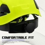 LOHASWORK ANSI Z89.1 Hard Hat with Visor and Ear Protection,OSHA Arborist Helmet Hard Hat Ear Muffs Visor for Chainsaw Forestry Construction Tree Work(A91 Lime+Tinted Visor+Earmuff)