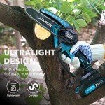 JUJUBEAN Mini Chainsaw 2024-6 Inch Battery-Powered Electric Chainsaw Kit with Rechargeable Batteries, Charger, and Carry Case - Handheld Tree Trimmer, Branch Cutter, Limb Clipper