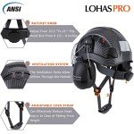 LOHASPRO Arborist Forestry Helmet Safety Hard Hat with Visor and Ear Muffs Carbon Fiber Hard Hat for Logging Chainsaw Helmet Mowing(Black Graphite Pattern with Clear Visor+Earmuffs)
