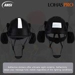 LOHASPRO Arborist Forestry Helmet Safety Hard Hat with Visor and Ear Muffs Carbon Fiber Hard Hat for Logging Chainsaw Helmet Mowing(Black Graphite Pattern with Clear Visor+Earmuffs)