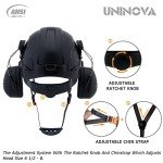 Forestry Helmet Chainsaw Helmet Arborist Helmet with Visor and Ear muffs Hearing Protection OSHA Safety Hard Hat Woodwork Tree Service Garden Work Helmet Hardhats(091 Black+Smoked Visor+Earmuff)