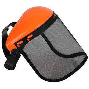 Mrisata Mesh Safety Helmet, Full Face Safety Helmet Hat with Mesh Visor for Industrial Chainsaw Gardening Logging Brushcutter Forestry Mesh Mower Helmet (Red)