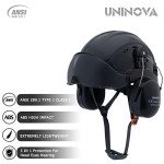 Forestry Helmet Chainsaw Helmet Arborist Helmet with Visor and Ear muffs Hearing Protection OSHA Safety Hard Hat Woodwork Tree Service Garden Work Helmet Hardhats(091 Black+Smoked Visor+Earmuff)