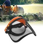Mrisata Mesh Safety Helmet, Full Face Safety Helmet Hat with Mesh Visor for Industrial Chainsaw Gardening Logging Brushcutter Forestry Mesh Mower Helmet (Red)