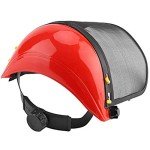 Mrisata Mesh Safety Helmet, Full Face Safety Helmet Hat with Mesh Visor for Industrial Chainsaw Gardening Logging Brushcutter Forestry Mesh Mower Helmet (Red)