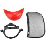 Mrisata Mesh Safety Helmet, Full Face Safety Helmet Hat with Mesh Visor for Industrial Chainsaw Gardening Logging Brushcutter Forestry Mesh Mower Helmet (Red)