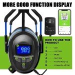 Gardtech Hearing Protection Ear muffs With Bluetooth, NRR 29dB Noise Reduction Wireless Earmuffs with Rechargeable Battery, FM Radio Headphones for Mowing - 2024 Upgraded LCD Display, Blue
