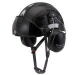 Hard Hats Construction Safety Helmet, LOHASTAR Vented ANSI Z89.1 Approved Work Helmet for Forestry Chainsaw Arborist Logging Helmet(A2 Black Smoked Visor+Earmuff)