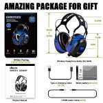 Gardtech Hearing Protection Ear muffs With Bluetooth, NRR 29dB Noise Reduction Wireless Earmuffs with Rechargeable Battery, FM Radio Headphones for Mowing - 2024 Upgraded LCD Display, Blue