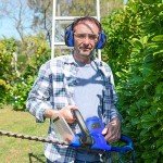 Gardtech Hearing Protection Ear muffs With Bluetooth, NRR 29dB Noise Reduction Wireless Earmuffs with Rechargeable Battery, FM Radio Headphones for Mowing - 2024 Upgraded LCD Display, Blue