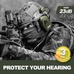 PROHEAR 066 Sound Amplified Electronic Shooting Earmuffs, Gun Range Ear Protection with Arc Rail Adapter for Helmet, NRR 23dB Noise Reduction for Hunting, Green