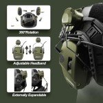 PROHEAR 066 Sound Amplified Electronic Shooting Earmuffs, Gun Range Ear Protection with Arc Rail Adapter for Helmet, NRR 23dB Noise Reduction for Hunting, Green
