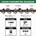 6" Chainsaw Chain Pole Saw 3/8" LP Pitch, 043" Gauge, 28 DL Fits Milwaukee 2527-20, 2527-21, M12, Kobalt CRAFTSMAN CMCCSL621D1,KOBALT KPS1024A-03,WORX WG324,REMINGTON 11409-01,OEM Part Oregon R28.