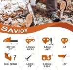 Savior 71PM3-64 12 Inch Pole Saw Chain, 1/4" Pitch .043" Gauge 64 Drive Links for 3670-005-0064, 12 Inch Chainsaw Chain Fits Stihl MSA120 C-B MSA140 C-B MSA160 C-B HT103 and More