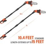 Pole Saw 8-Inch Cordless Pole Saws for Tree Trimming and 18-Inch Pole Hedge Trimmer 2-in-1, 15-Feet MAX Reach, 16ft/s Speed, Auto Oiling Pole Chainsaw with 20V 2.0Ah Battery & Charger