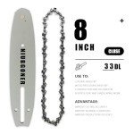 8 inch Chainsaw Guide Bar & Chain Combo,Pole Saw Replacement for Trimmer Plus PS720,for Harbor Freight Portland 62896 63190 68862,for Bauer 64996,for Sun Joe SWJ800E,SWJ802E(Bar& 2 Chains)