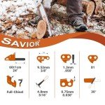 Savior 3Pack D81 Chainsaw Chain for 24" Guide Bars 81 Drive Links 3/8"Pitch .050" Gauge Replace 72LPX81CQ 72LPX081G 72EXL081G Fits Echo Poulan Craftsman, Homelite McCulloch and More