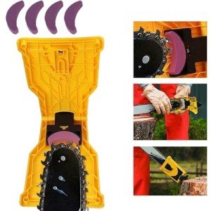 Chainsaw Sharpener Chain Saw Blade Sharpener Fast Sharpening Stone Grinder Tools Bar Mounted Chainsaw Teeth Sharpener Fit for 14 16 18 20 Inches Two Holes Chain Saw Bar (4PCS Whetston)