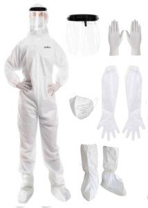 Zimchado Hazmat Suits Disposable Long Sleeve Gloves Full Body Paint Suit And Face Shield Shoe Cover Reusable Pair of Gloves (Small)