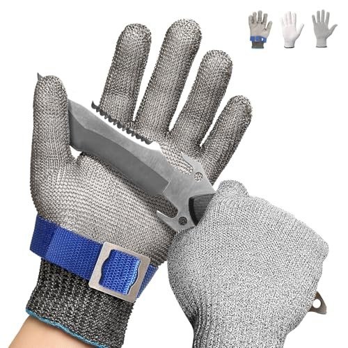 Schwer SlicePro ANSI A9 Cut Resistant Glove PR1706, Stainless Steel Mesh Metal Glove, Food Grade for Kitchen Cooking, Butcher Meat Cutting, Oyster Shucking, Mandoline, Fishing (M, 1 PCS)