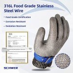 Schwer SlicePro ANSI A9 Cut Resistant Glove PR1706, Stainless Steel Mesh Metal Glove, Food Grade for Kitchen Cooking, Butcher Meat Cutting, Oyster Shucking, Mandoline, Fishing (M, 1 PCS)