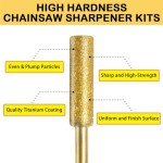 GIWOSK 72Pcs Diamond Chainsaw Sharpener Kits 1/8" Shank, High Hardness Titanium Plated Burr Grinding Stone Chainsaw Sharpening Kit Diamond for Stone Jewelry Wood Crafts, 5/32'', 3/16'', 7/32''