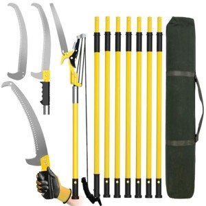 Dremmt 27 FT Pole Saws for Tree Trimming, [Ultra Sturdy] Tree Pruner with Thickened Saw Blade and Scissors for Tree Trimmer, Pole Cutter for Backyard and Garden, Bush Cutting and Pruning of Palm Trees