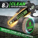 Easy Handle and Powerful Mini Chainsaw Cordless with Automatic Oiler and Light, 2pcs 24V 3000mAh Battery Powered Chainsaw, Small Hand Electric Chainsaw for Tree Branches/Courtyard/Household/Garden
