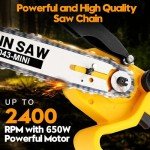 Cordless Mini Chainsaw 8 Inch for Dewalt 20V MAX Battery Powered (NO Battery), Mini Electric Chainsaw Cordless Hand Chainsaw, Portable Small Rechargeable Pruning Chain Saw for Wood Cut Tree Trimming