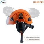 LOHASPRO Hard Hat Safety Helmet with Visor and Ear Muffs, Arborist Forestry Helmet Garden Tree Cutting Logging Wood Chopping Chainsaw Work Construction Hardhat(L91 Orange+Clear Visor+Earmuff)