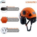 LOHASPRO Hard Hat Safety Helmet with Visor and Ear Muffs, Arborist Forestry Helmet Garden Tree Cutting Logging Wood Chopping Chainsaw Work Construction Hardhat(L91 Orange+Clear Visor+Earmuff)