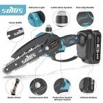 SOYUS Mini Chainsaw 6inch, Cordless Chainsaw Battery Powered with 2Pcs 21V Batteries, Portable Electric Chain Saw with Security Lock & Auto Oiler System for Wood/Tree Cutting