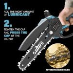 SOYUS Mini Chainsaw 6inch, Cordless Chainsaw Battery Powered with 2Pcs 21V Batteries, Portable Electric Chain Saw with Security Lock & Auto Oiler System for Wood/Tree Cutting