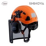 UNINONA Forestry Safety Helmet with Face Shield and Ear Muffs Chainsaw Helmet Forestry Garden Mowing Logging Arborist Tree Cutting Tree Climbing Work OSHA Hard Hats(S92 Orange+Earmuff+Shiled)