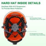 LOHASTAR Safety Helmet Hard Hat with Visor and Hearing Protection Vented ANSI Z89.1 Approved Work Helmet for Forestry Chainsaw Arborist Logging Helmet(Orange+Clear Visor+Earmuff)