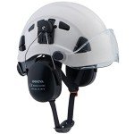 UNINOVA Arborist Helmet Forestry Helmet Chainsaw Helmet with Visor and Earmuffs,OSHA Safety Hard Hat Helmet for Logging Trimming Mowing Climbing Tree Service Garden Work(A91 White+Clear Visor+Earmuff)