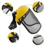 Forestry Safety Helmet Chainsaw Helmet,Hard Hat Sun Shade,Safety Helmet Hat with Full Face Mesh Visor for Logging Brushcutter Forestry Protection