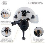 UNINOVA Arborist Helmet Forestry Helmet Chainsaw Helmet with Visor and Earmuffs,OSHA Safety Hard Hat Helmet for Logging Trimming Mowing Climbing Tree Service Garden Work(A91 White+Clear Visor+Earmuff)