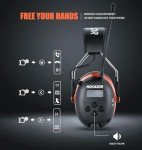 Hocazor HP033 Bluetooth 5.3 Hearing Protection AM FM Radio Headphones, 25dB NRR Noise Reduction Safety Earmuffs with 2000mAh Rechargeable Battery for Mowing Workshops, Orange
