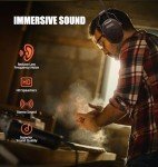 Hocazor HP033 Bluetooth 5.3 Hearing Protection AM FM Radio Headphones, 25dB NRR Noise Reduction Safety Earmuffs with 2000mAh Rechargeable Battery for Mowing Workshops, Orange