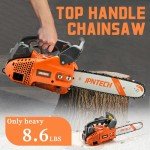 Gas Chainsaw 12 Inch Top Handle Chainsaw 25.4CC 2-Cycle Handheld Cordless Petrol Portable Gas Powered Chain Saw for Tree Wood Cutting